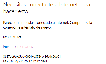 Error 0x800704cf en Windows: Cómo solucionar "No se puede conectar a Internet" al iniciar sesión con Microsoft